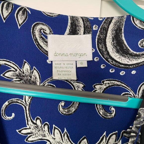 Blue patterned dress size 6 - Picture 3 of 4